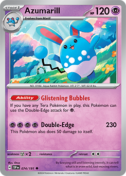 Azumarill [Reverse Holo] #74 Pokémon Card from Pokemon Surging Sparks Set 