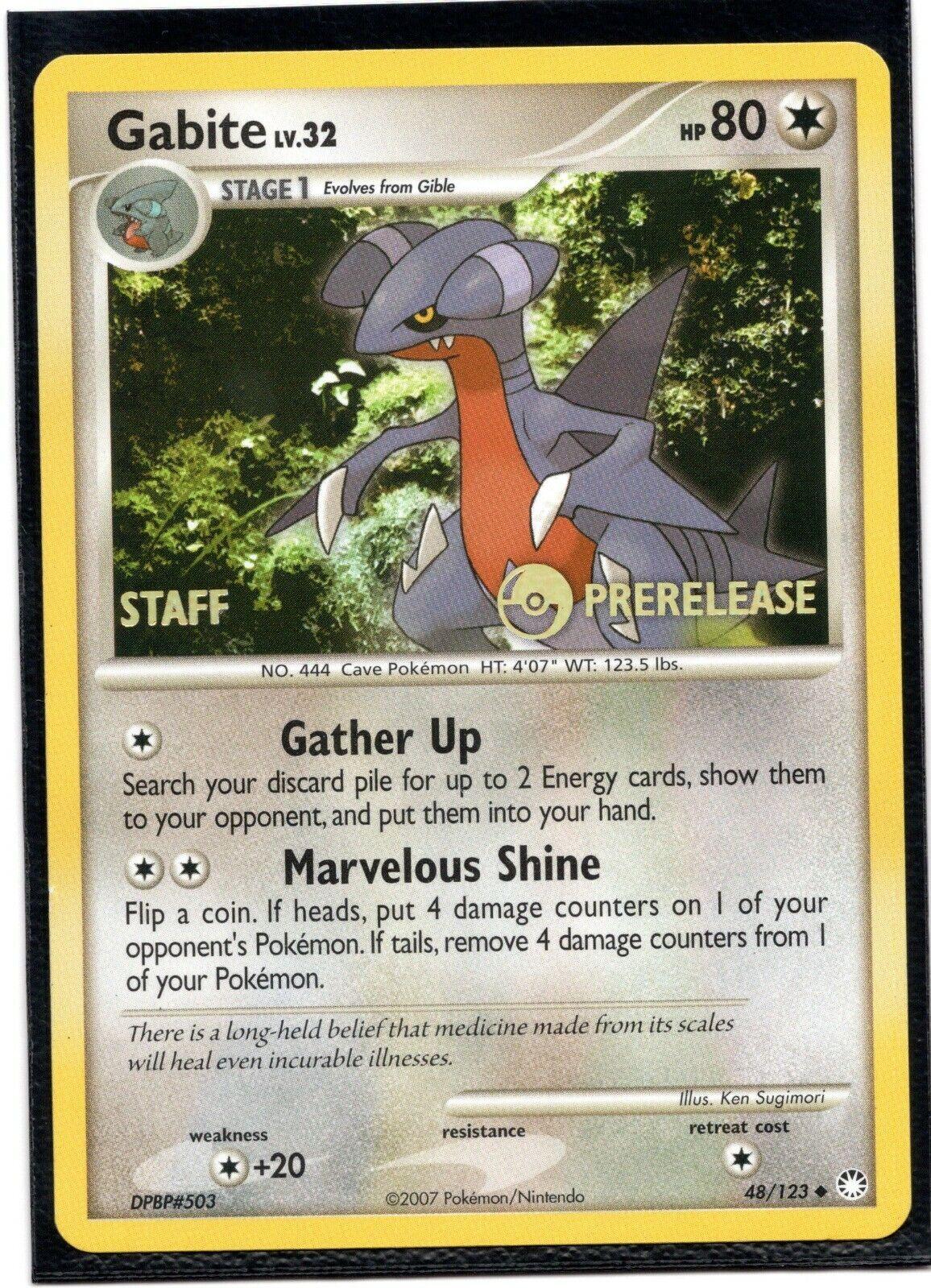Gabite [Prerelease Staff] #48 from Mysterious Treasures Pokémon card set