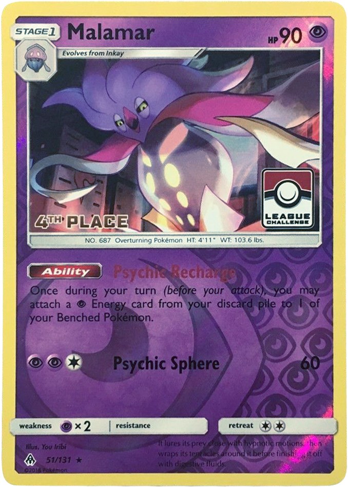 Malamar [4th Place League] #51 from Forbidden Light Pokémon card set